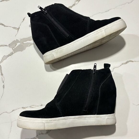 Steve Madden | Women’s Wavery Black Suede Wedge Sneakers Chic High Top Size 7 - Picture 6 of 10